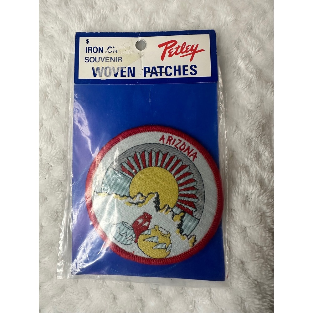 Vintage Petley Arizona Souvenir Woven Patch Iron On Desert Sun Pottery New